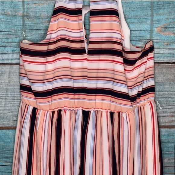 Bailey Blue Maxi Dress L Y2K Keyhole Striped Faux Wrap Look Pink - Picture 7 of 9